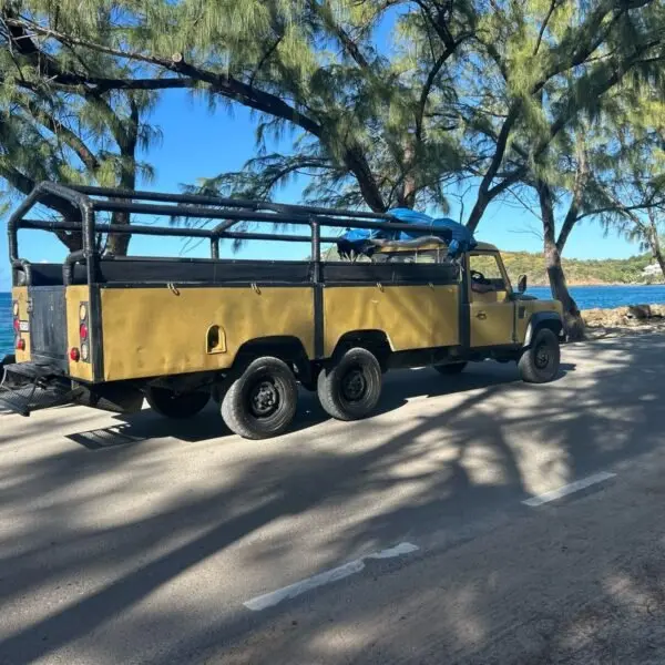 Side view of the C&M safari vehicle